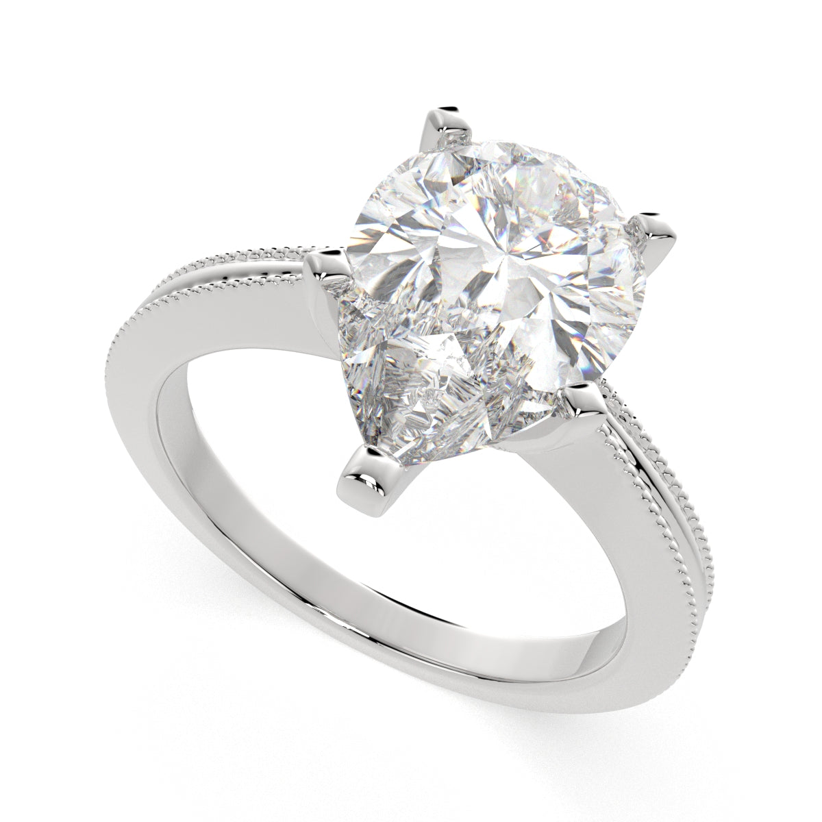 1 Carat VS1 D Lab Grown Diamond Solitaire Pear Ring