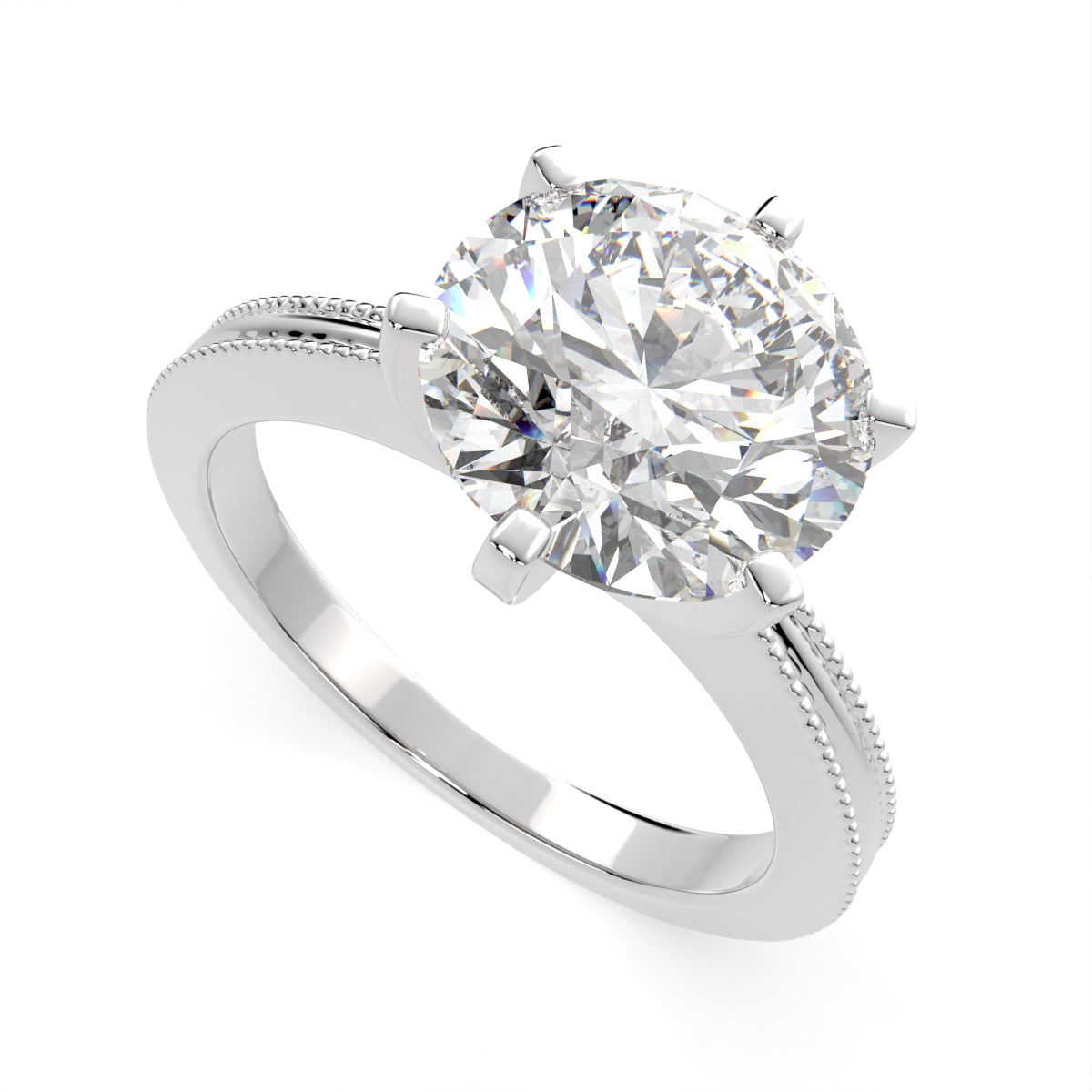 2 Carat VS1 D Lab Grown Diamond Solitaire Round Ring