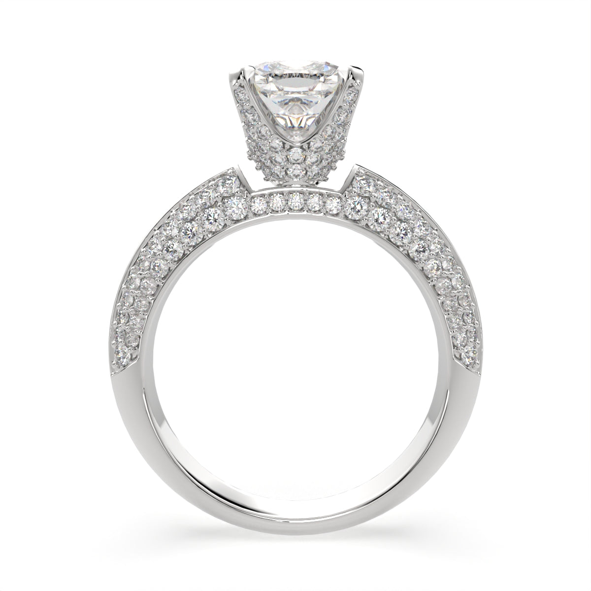 1.75 Carat VS1 D Lab Grown Diamond Pave Cushion Ring