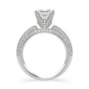 3.75 Carat VS1 D Lab Grown Diamond Pave Cushion Ring