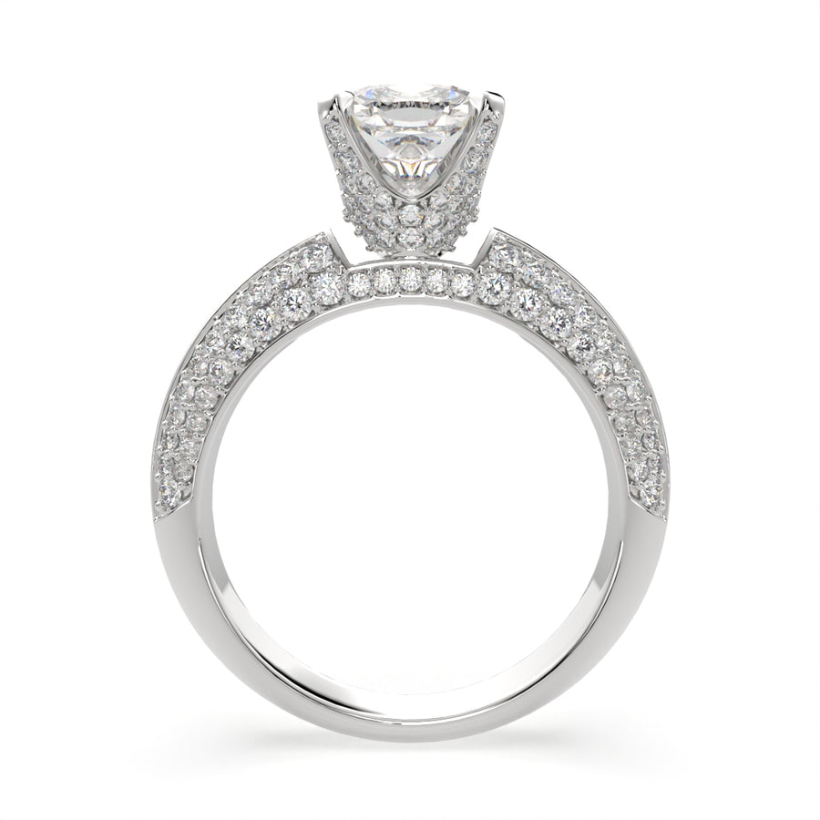 Daria 4.75 Carat Cushion Cut Pave 6 Prong Engagement Ring