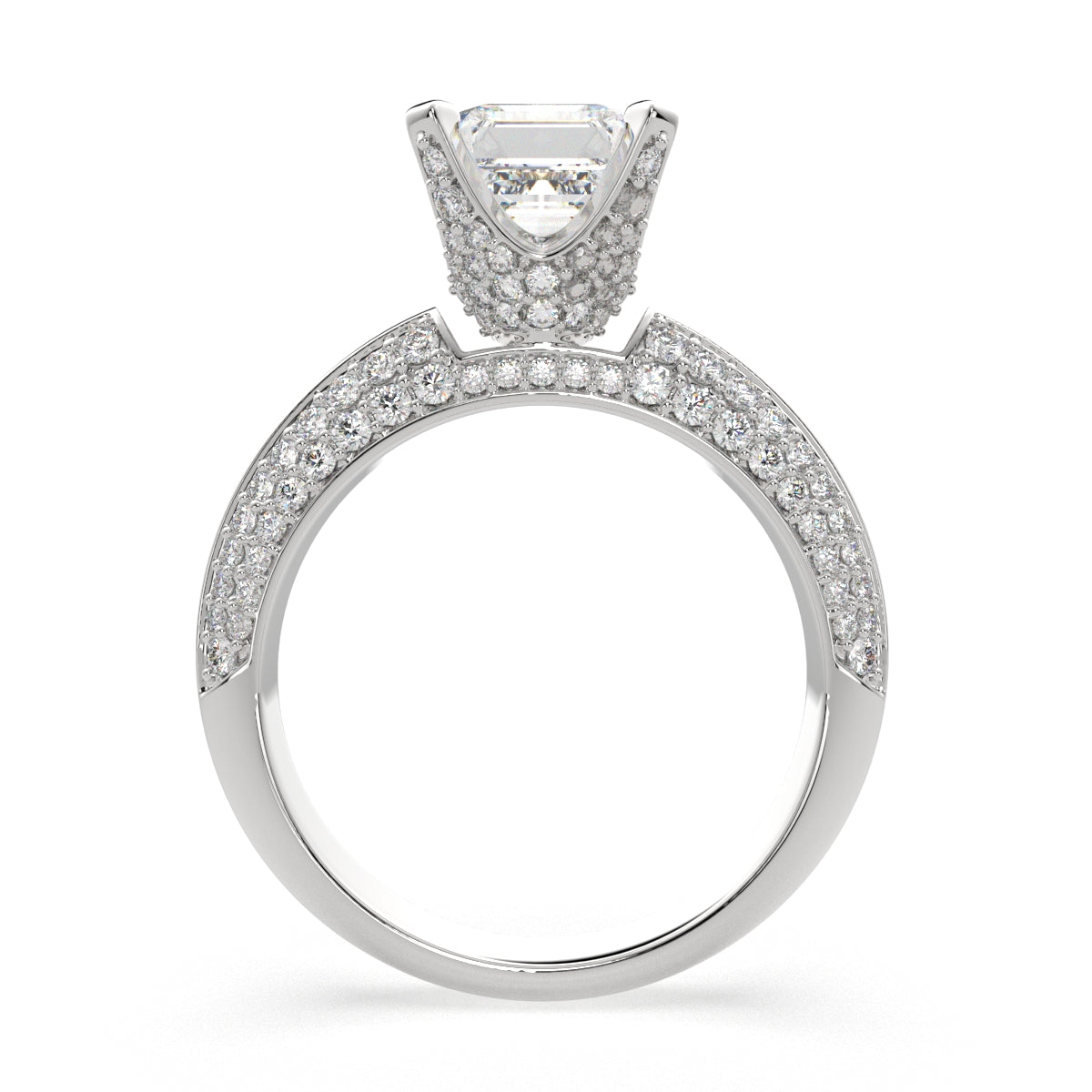 3.75 Carat VS1 D Lab Grown Diamond Pave Emerald Ring