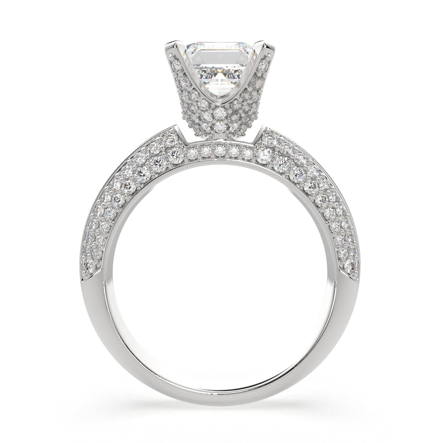 Daria 4.75 Carat Emerald Cut Pave 6 Prong Engagement Ring