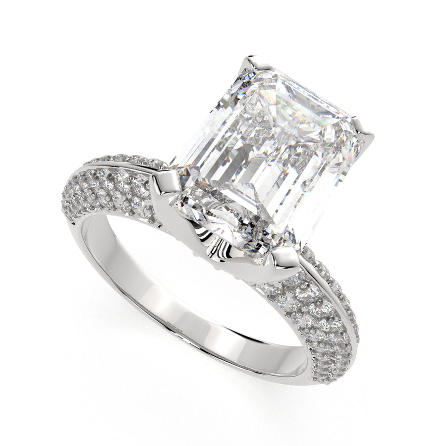 Daria 2.75 Carat Emerald Cut Pave 6 Prong Engagement Ring