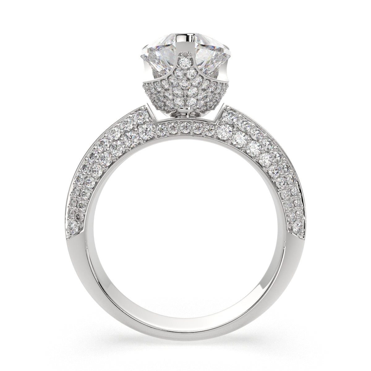 3.75 Carat VS1 D Lab Grown Diamond Pave Heart Ring
