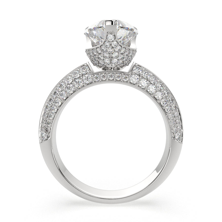 Daria 3.75 Carat Heart Cut Pave 6 Prong Engagement Ring