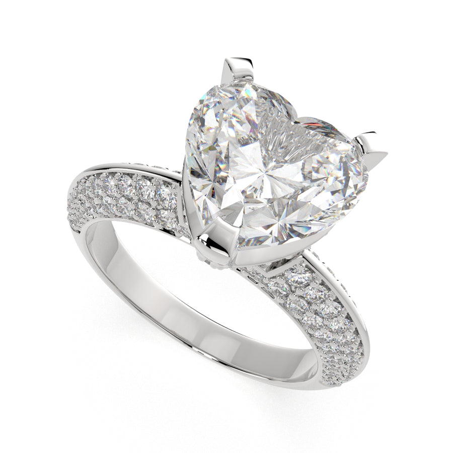 Daria 3.75 Carat Heart Cut Pave 6 Prong Engagement Ring