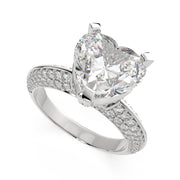 3.75 Carat VS1 D Lab Grown Diamond Pave Heart Ring