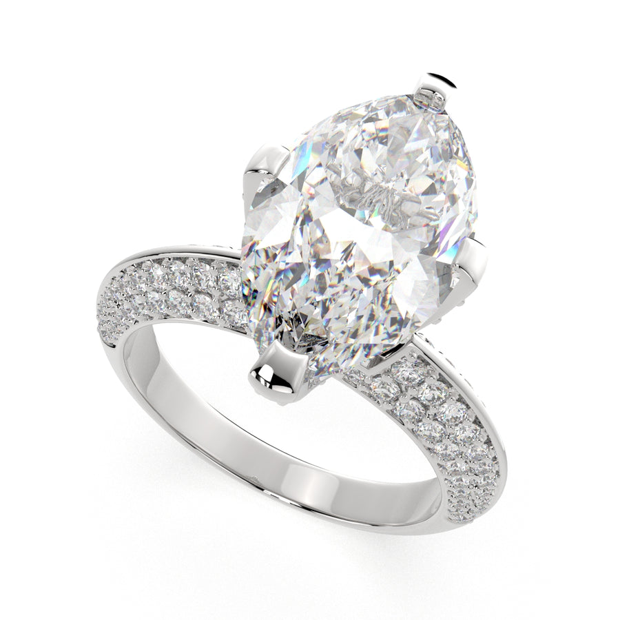 Daria 3.75 Carat Marquise Cut Pave 6 Prong Engagement Ring
