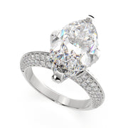 3.75 Carat VS1 D Lab Grown Diamond Pave Marquise Ring