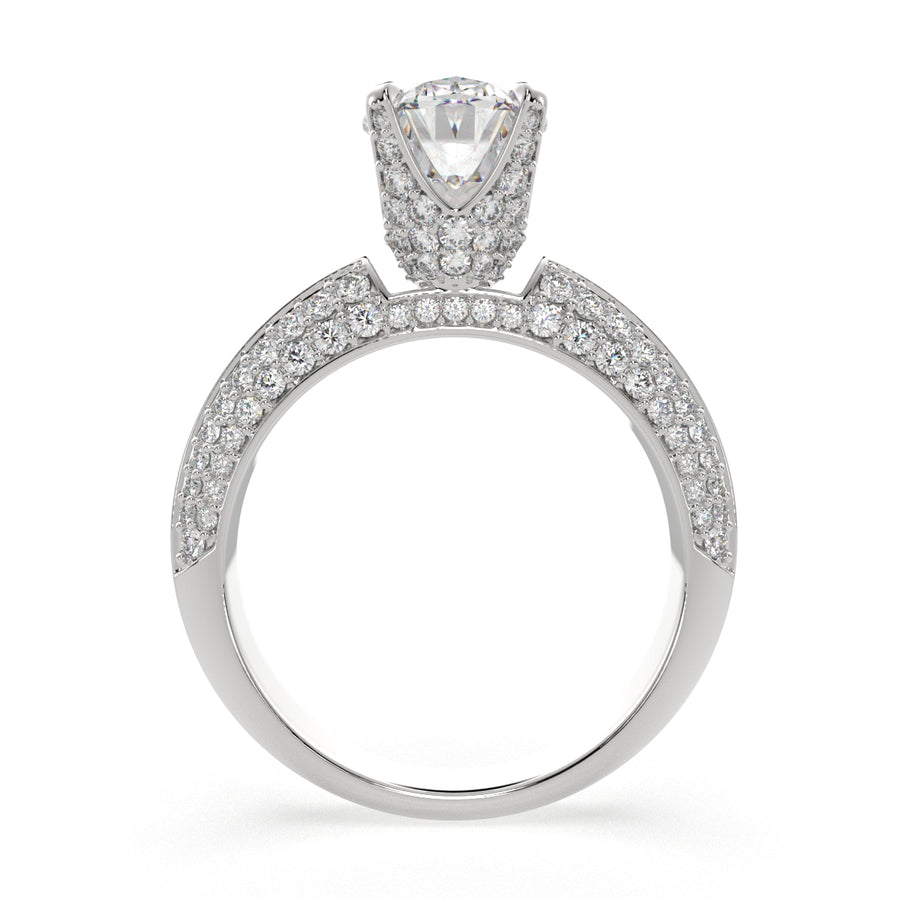 Daria 3.75 Carat Oval Cut Pave 6 Prong Engagement Ring