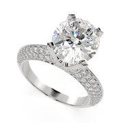 3.75 Carat VS1 D Lab Grown Diamond Pave Oval Ring