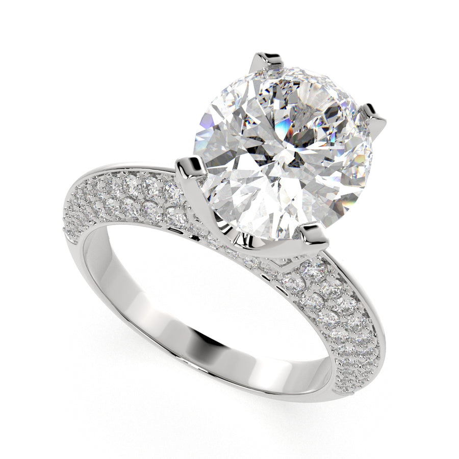 Daria 4.75 Carat Oval Cut Pave 6 Prong Engagement Ring
