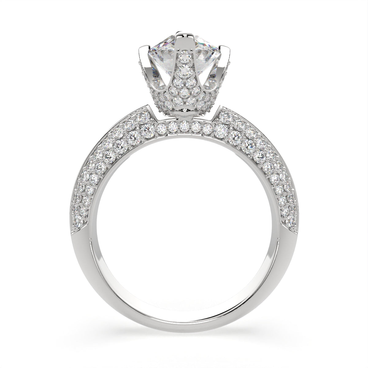 3.75 Carat VS1 D Lab Grown Diamond Pave Pear Ring