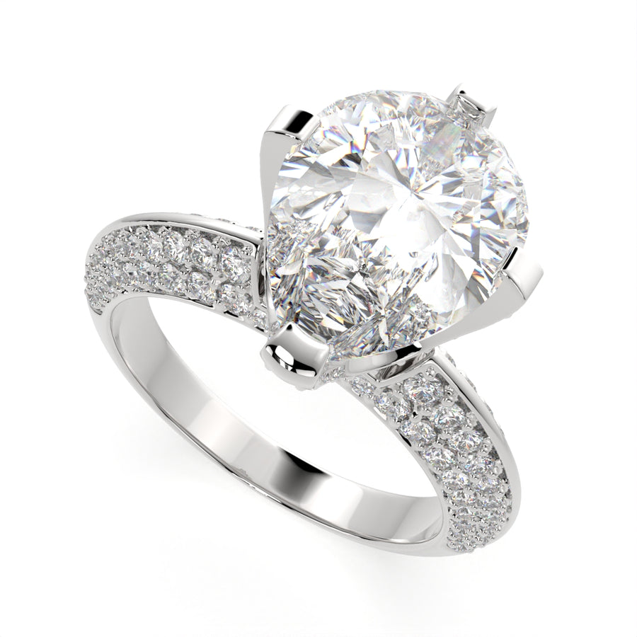 Daria 1.75 Carat Pear Cut Pave 6 Prong Engagement Ring