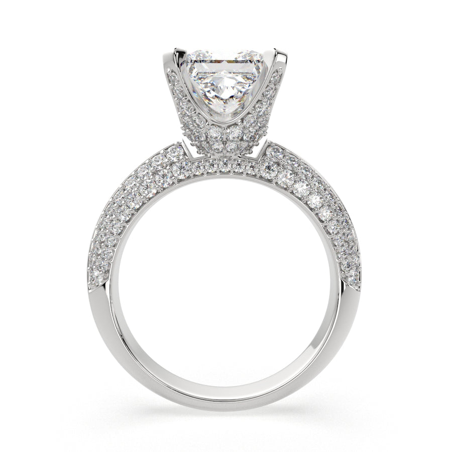 Daria 2.75 Carat Princess Cut Pave 6 Prong Engagement Ring