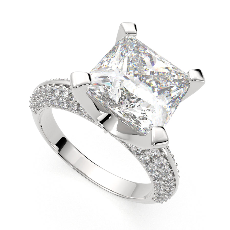 Daria 2.75 Carat Princess Cut Pave 6 Prong Engagement Ring