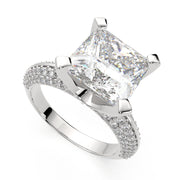 2.75 Carat VS1 D Lab Grown Diamond Pave Princess Ring