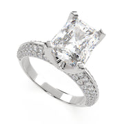 4.75 Carat VS1 D Lab Grown Diamond Pave Radiant Ring
