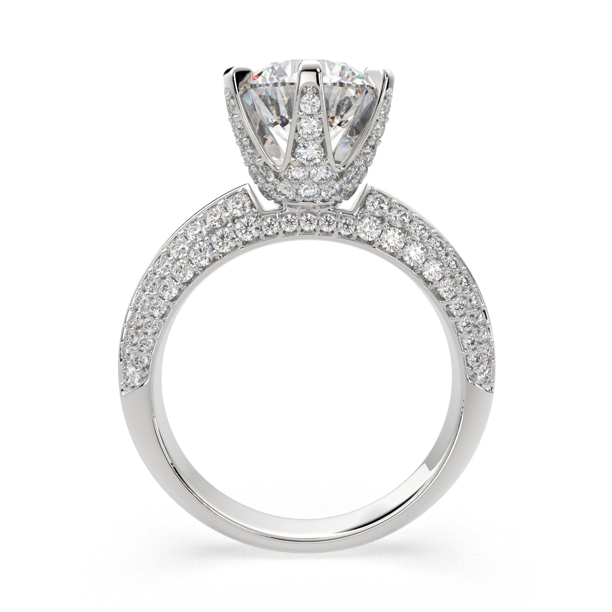 1.75 Carat VS1 D Lab Grown Diamond Pave Round Ring
