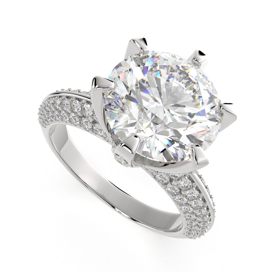 Daria 1.75 Carat Round Cut Pave 6 Prong Engagement Ring