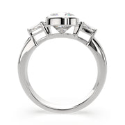 3.5 Carat VS1 D Lab Grown Diamond Trilogy Cushion Ring