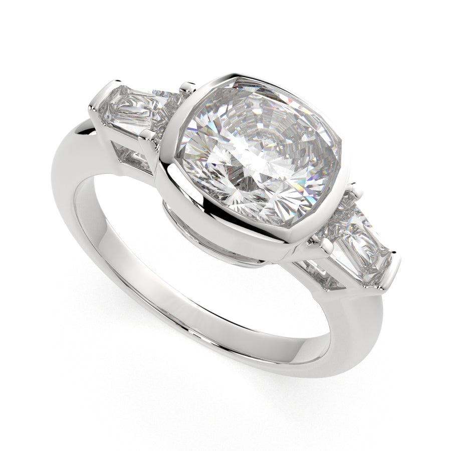 Emilia 3.5 Carat Cushion Cut Trilogy 3 Stone Engagement Ring
