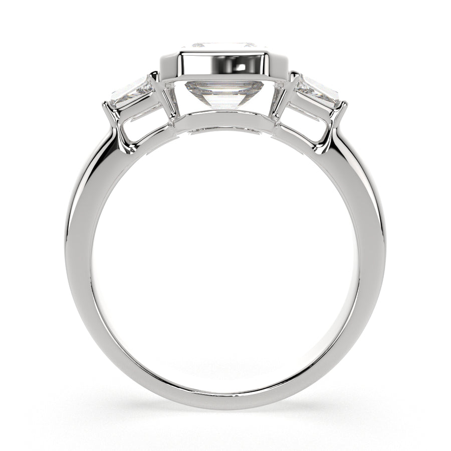 Emilia 1.5 Carat Emerald Cut Trilogy 3 Stone Engagement Ring