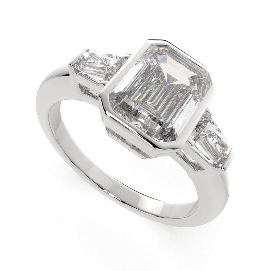 Emilia 3.5 Carat Emerald Cut Trilogy 3 Stone Engagement Ring