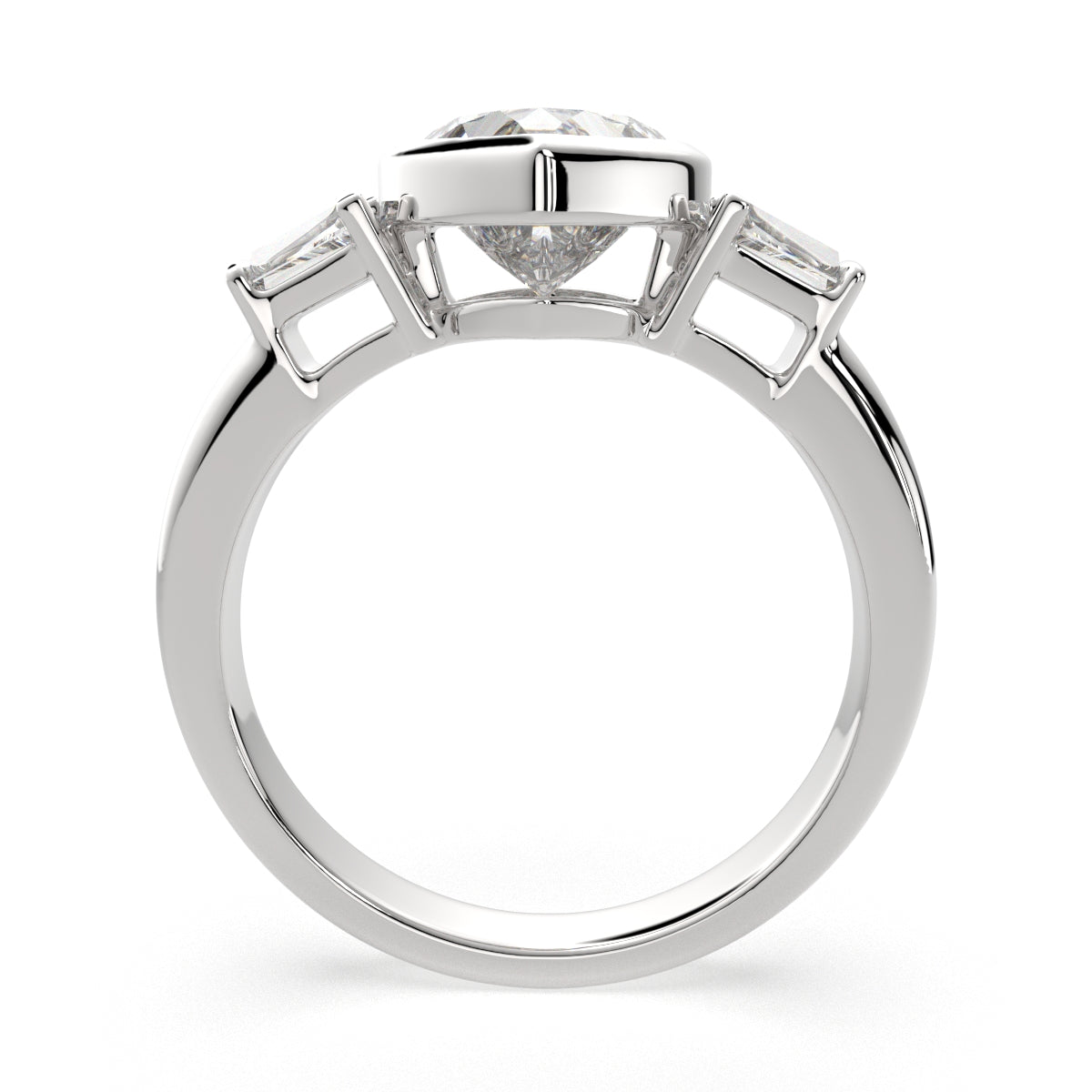 3.5 Carat VS1 D Lab Grown Diamond Trilogy Heart Ring