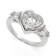 3.5 Carat VS1 D Lab Grown Diamond Trilogy Heart Ring