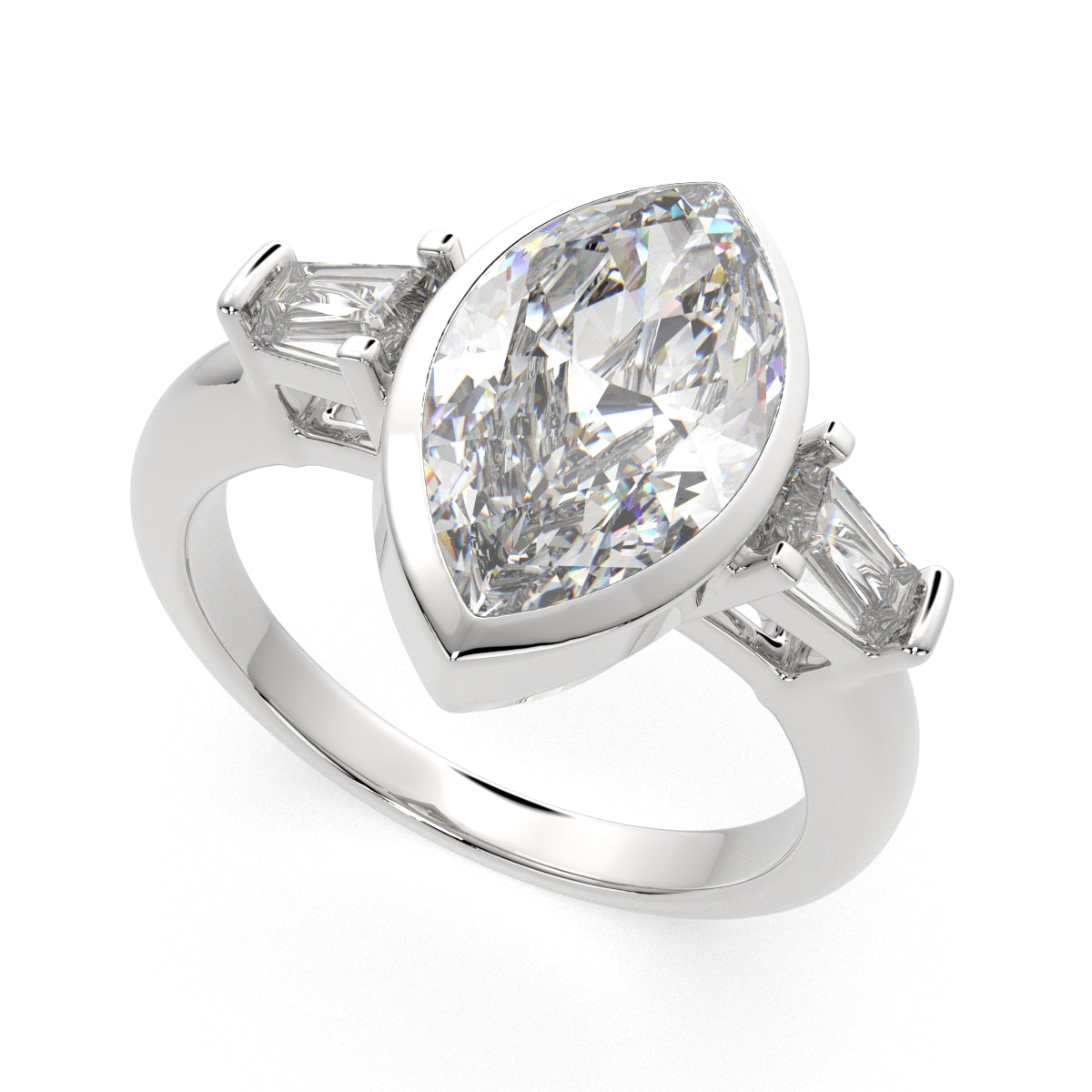 4.5 Carat VS1 D Lab Grown Diamond Trilogy Marquise Ring