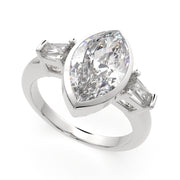 2.5 Carat VS1 D Lab Grown Diamond Trilogy Marquise Ring