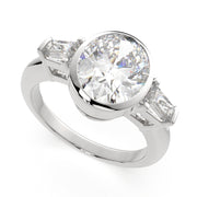 3.5 Carat VS1 D Lab Grown Diamond Trilogy Oval Ring