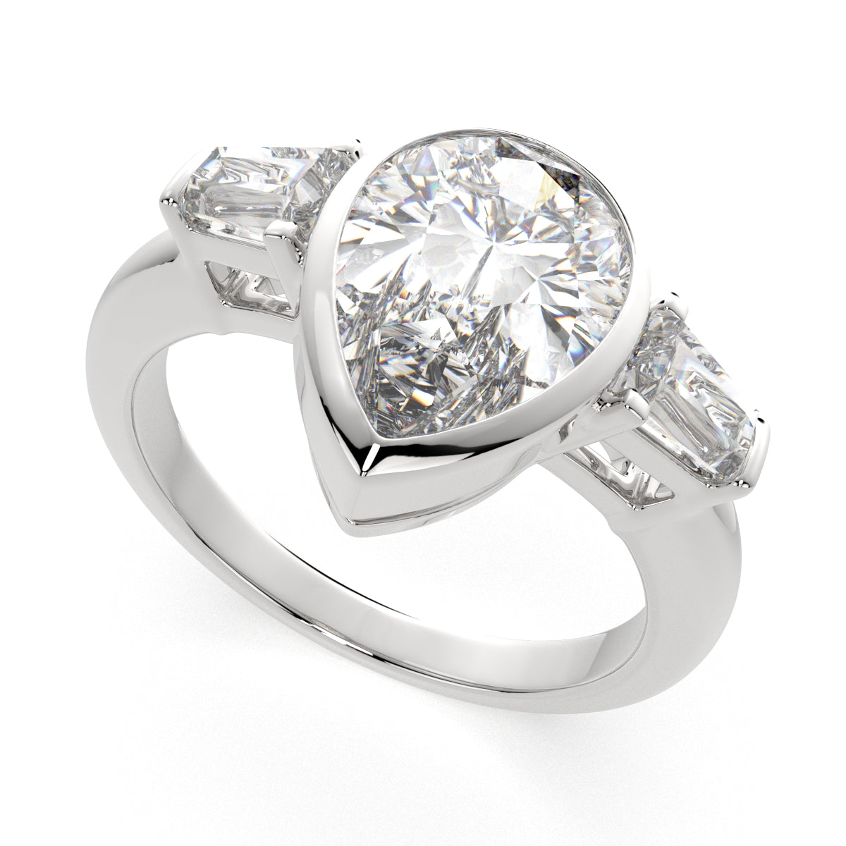 4.5 Carat VS1 D Lab Grown Diamond Trilogy Pear Ring