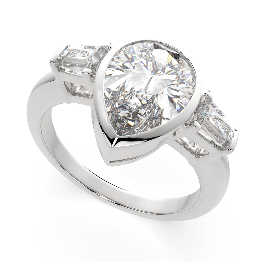 Emilia 4.5 Carat Pear Cut Trilogy 3 Stone Engagement Ring
