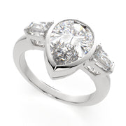 2.5 Carat VS1 D Lab Grown Diamond Trilogy Pear Ring