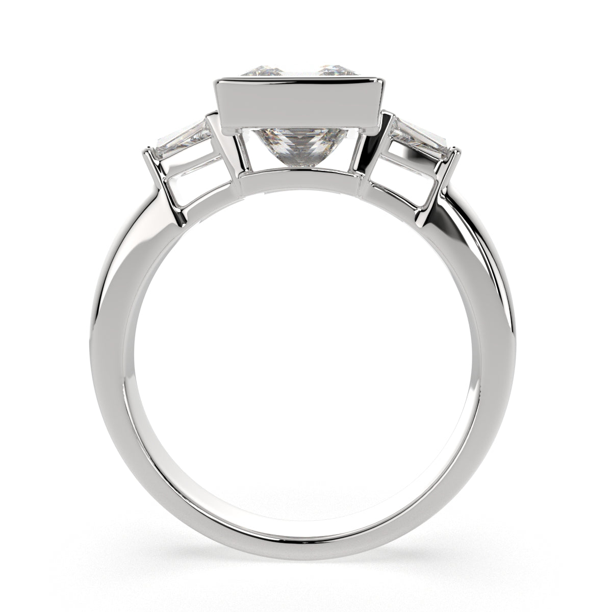 3.5 Carat VS1 D Lab Grown Diamond Trilogy Princess Ring