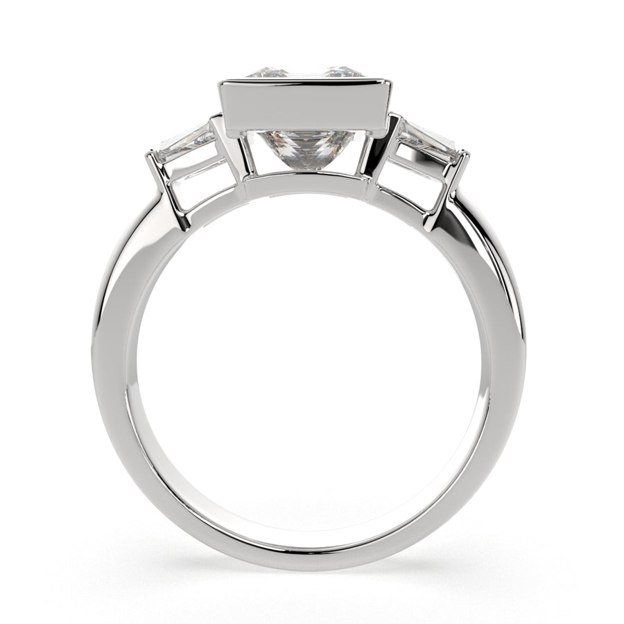 Emilia 1.5 Carat Princess Cut Trilogy 3 Stone Engagement Ring