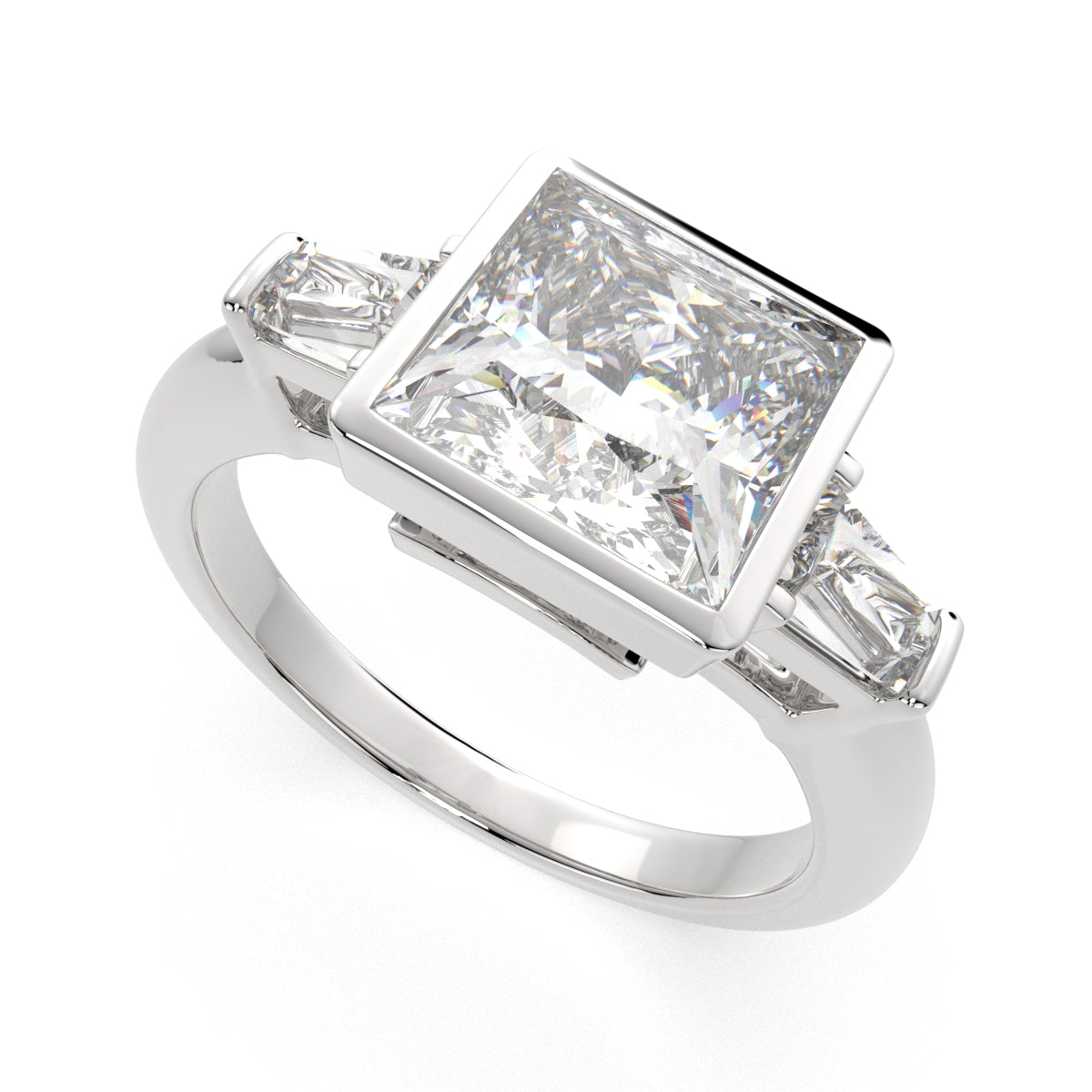 3.5 Carat VS1 D Lab Grown Diamond Trilogy Princess Ring