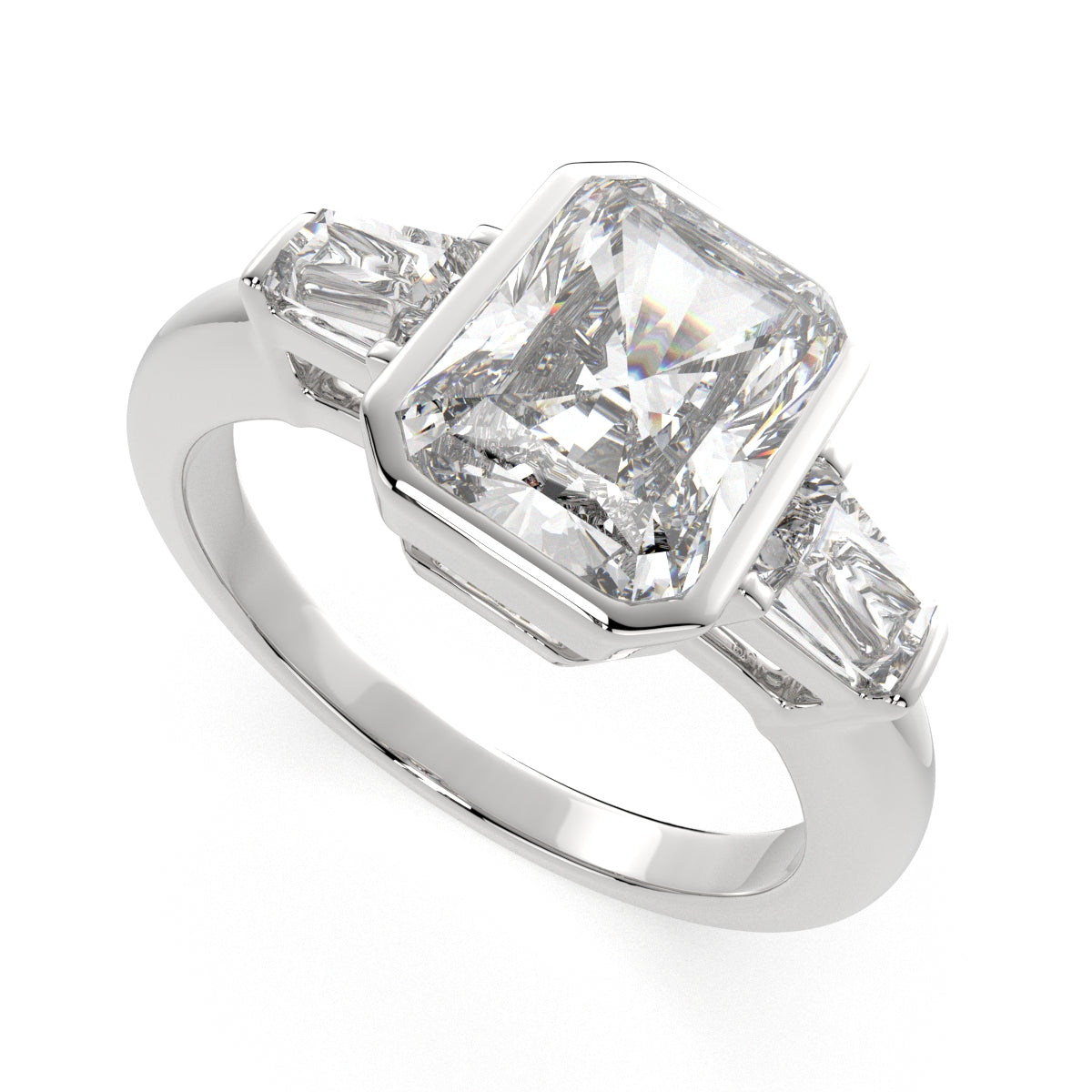 1.5 Carat VS1 D Lab Grown Diamond Trilogy Radiant Ring