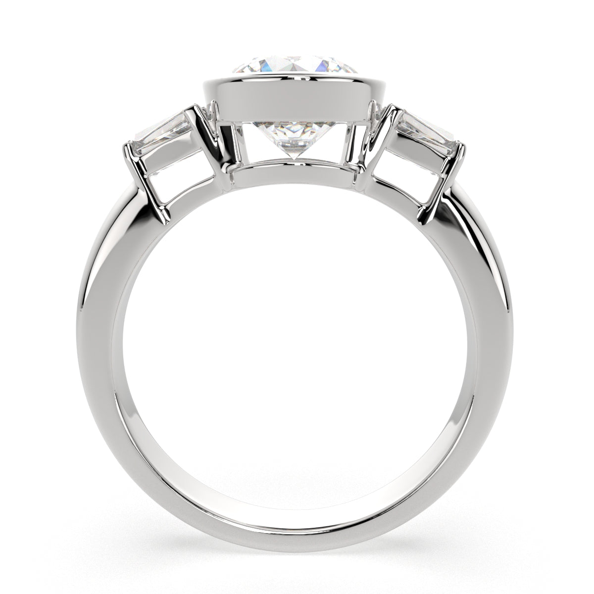 3.5 Carat VS1 D Lab Grown Diamond Trilogy Round Ring