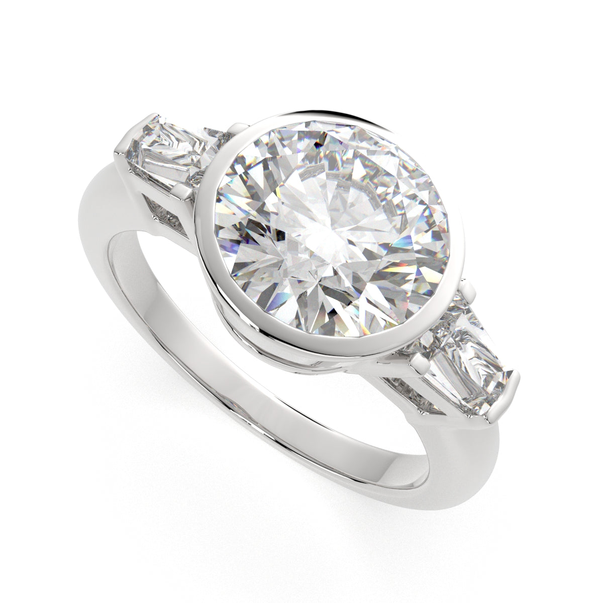3.5 Carat VS1 D Lab Grown Diamond Trilogy Round Ring