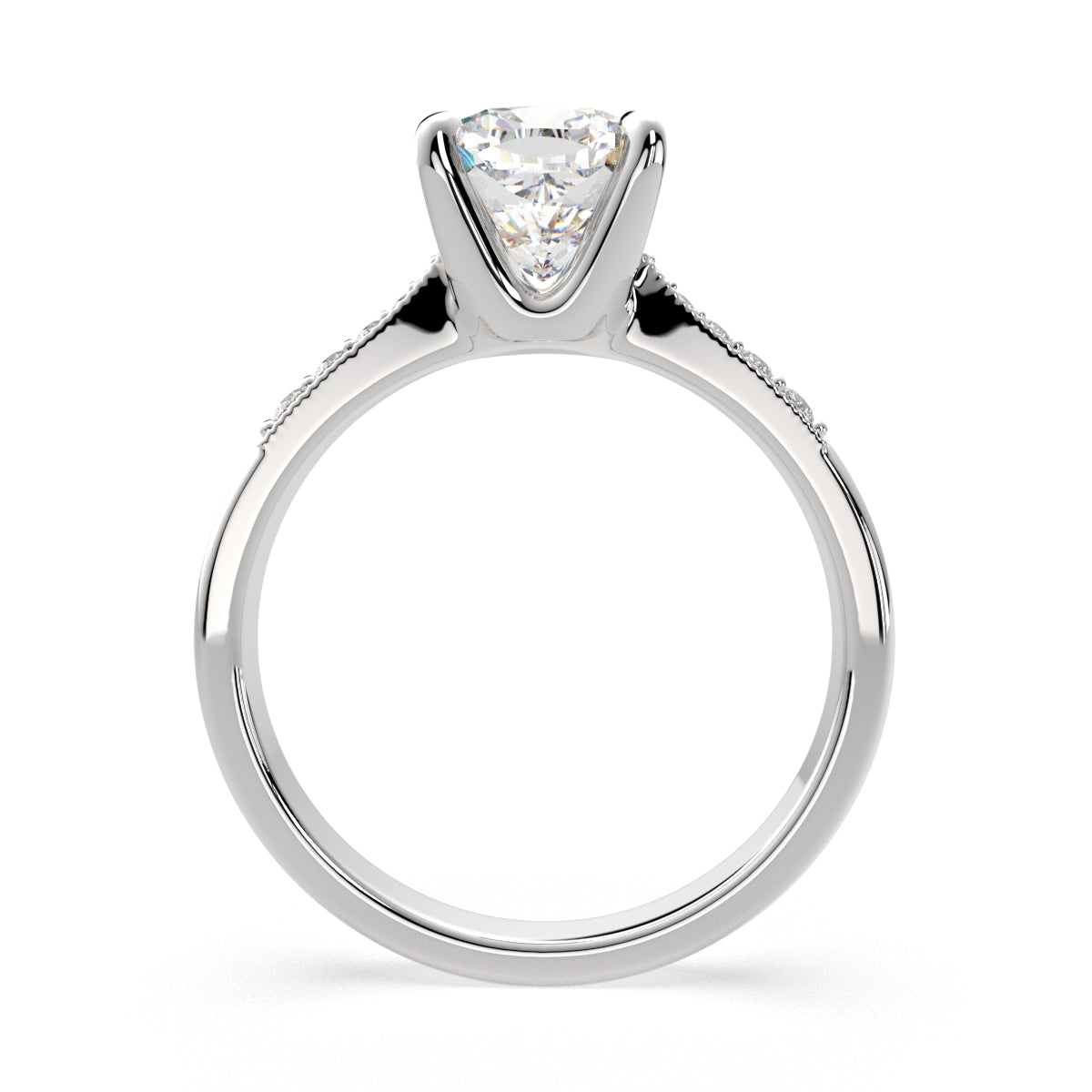 1.4 Carat VS1 D Lab Grown Diamond Pave Cushion Ring