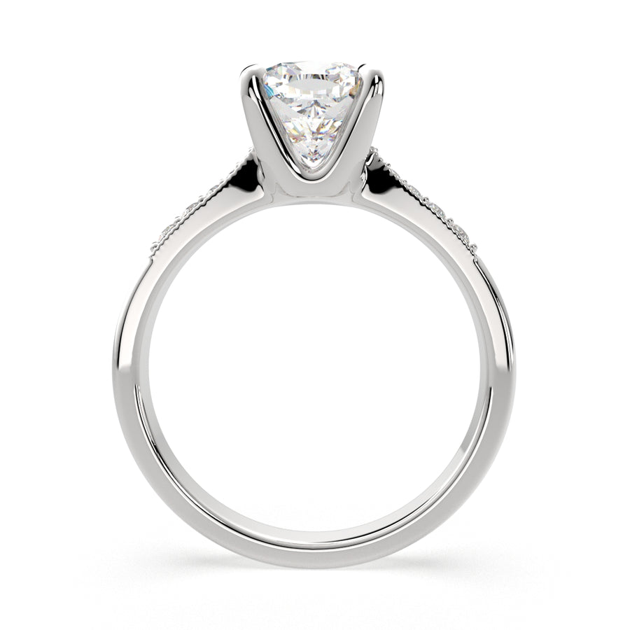 Federica 4.4 Carat Cushion Cut 4 Prong Engagement Ring