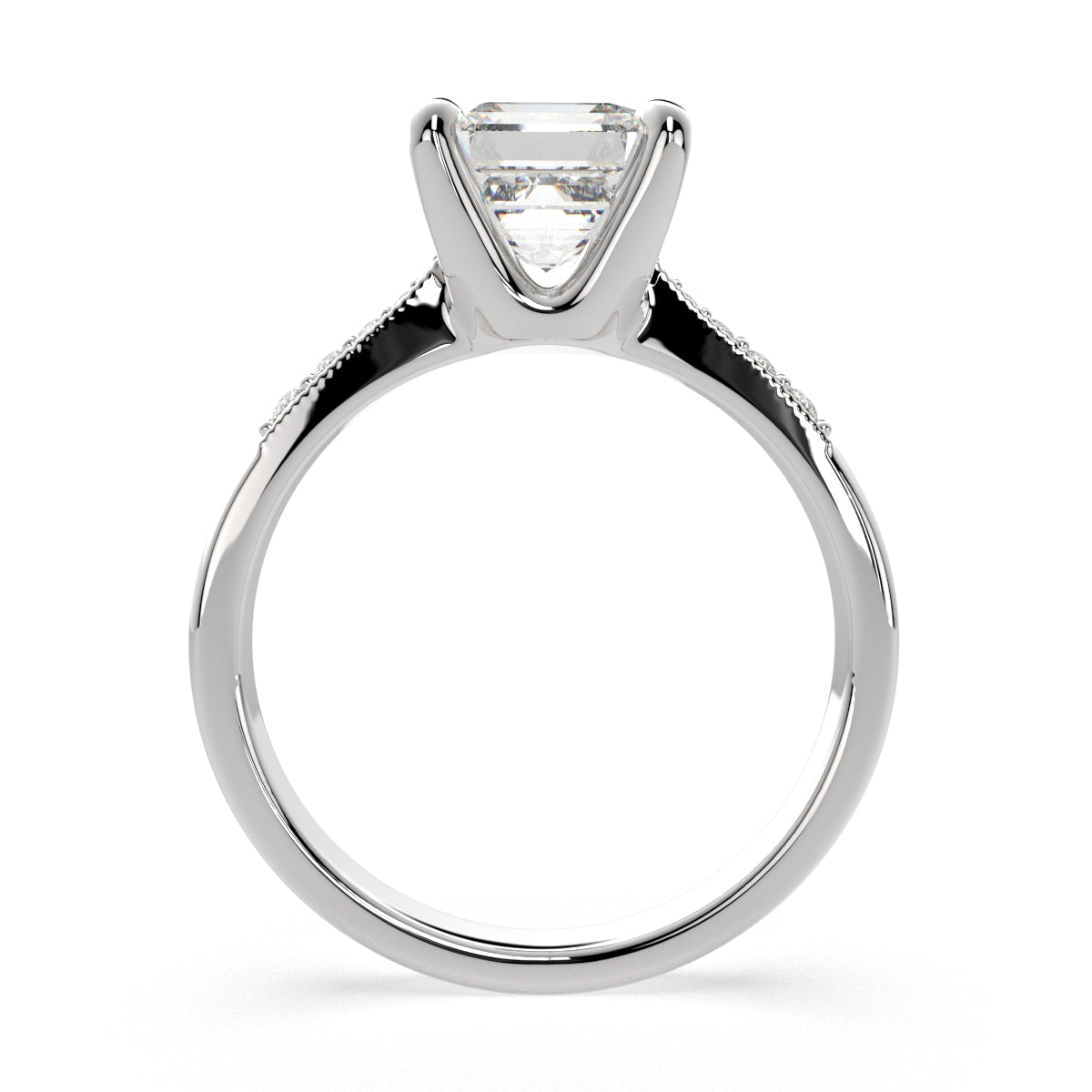 1.4 Carat VS1 D Lab Grown Diamond Pave Emerald Ring