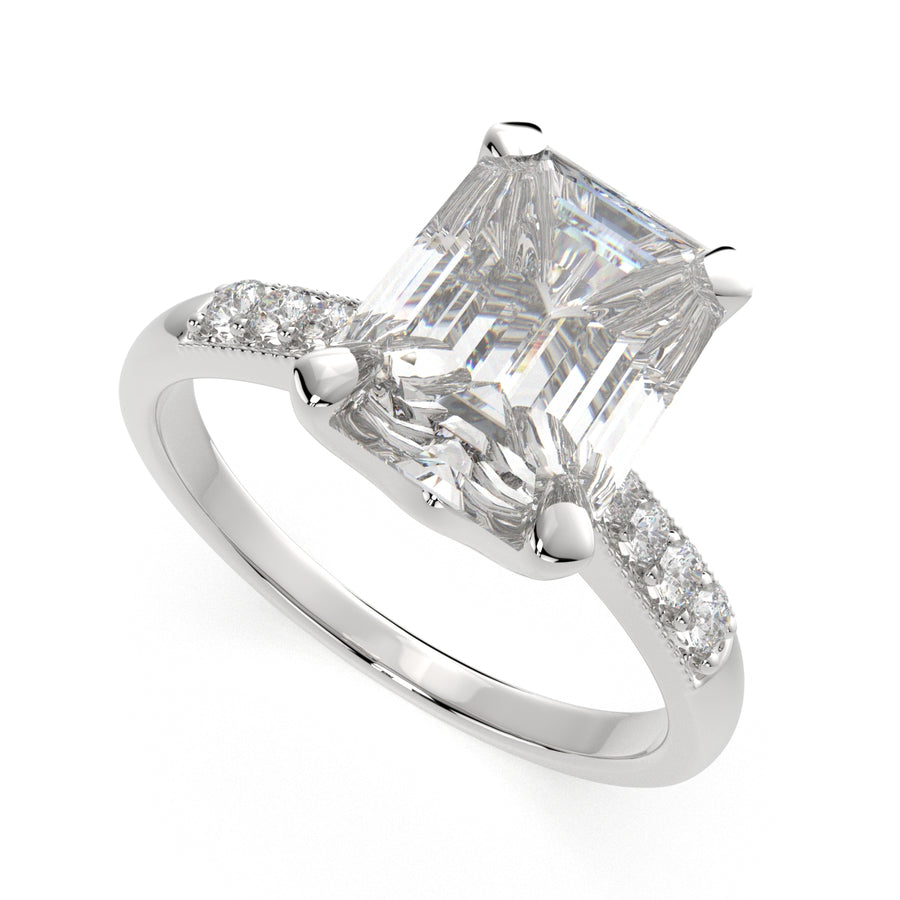 Federica 4.4 Carat Emerald Cut 4 Prong Engagement Ring