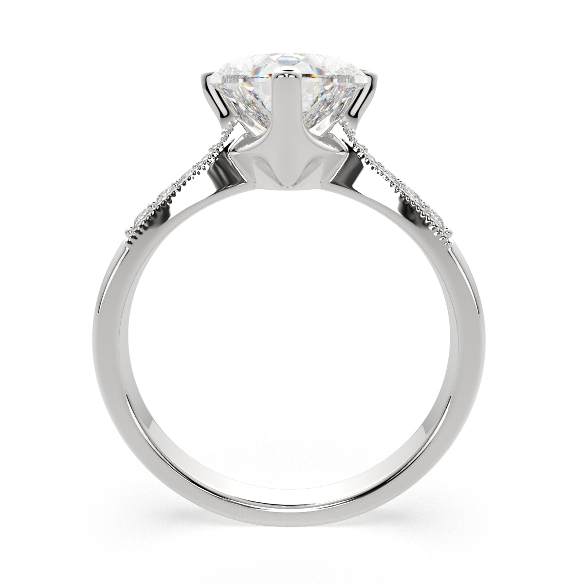 4.4 Carat VS1 D Lab Grown Diamond Pave Heart Ring