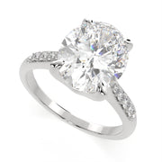 3.4 Carat VS1 D Lab Grown Diamond Pave Oval Ring