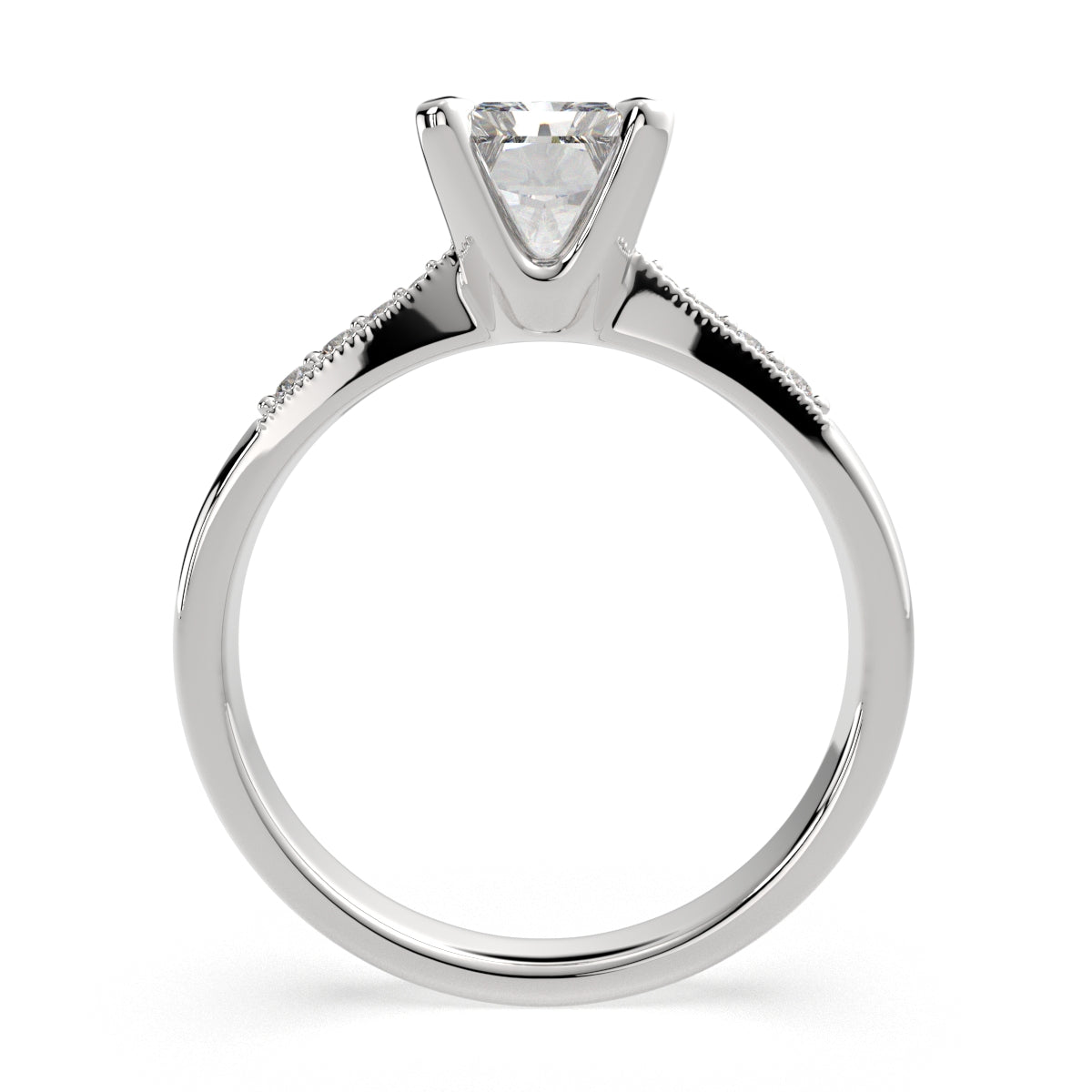 4.4 Carat VS1 D Lab Grown Diamond Pave Radiant Ring